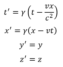 Lorentz transformation formula